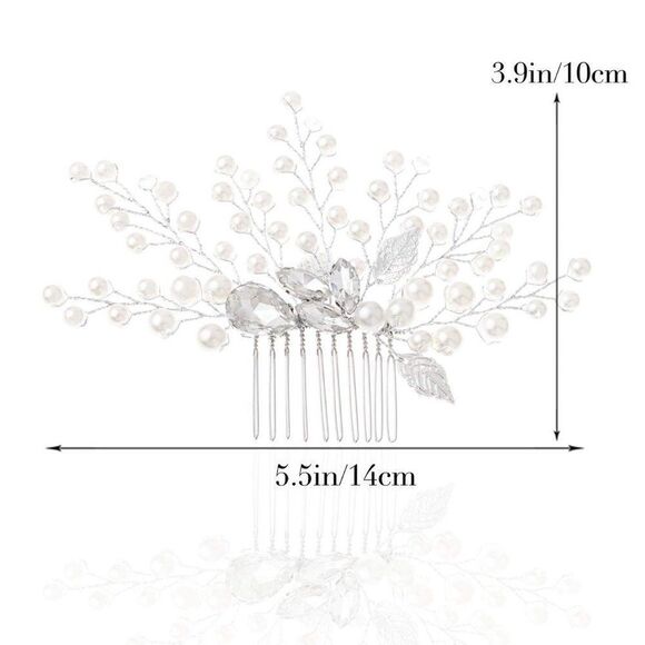 Pearl Wedding Hair Comb Crystal Bridal Hair Accessories for Brides Bridesmaids - Picture 3 of 6